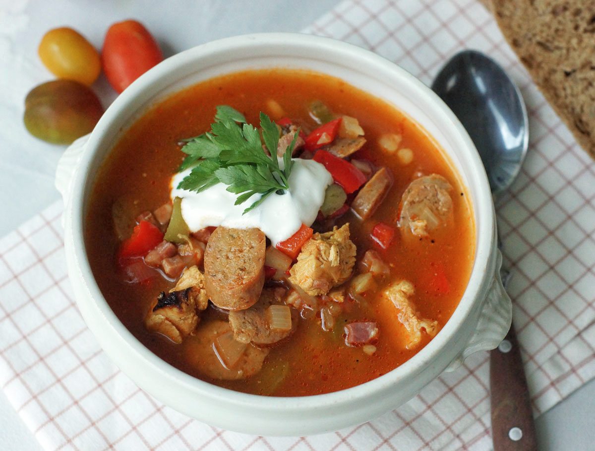 Rezept für Soljanka, Suppe aus dem Slowcooker