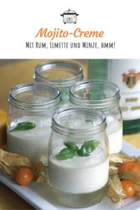 Rezept für Mojito-Dessert, Creme mit Rum,Limette und Minze