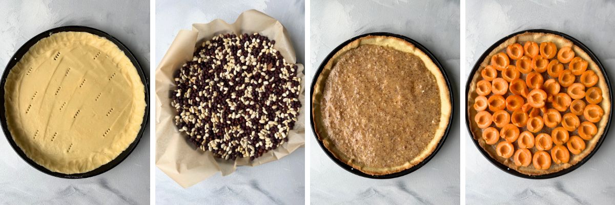 Zubereitung der Aprikosentarte mit Mandelcreme